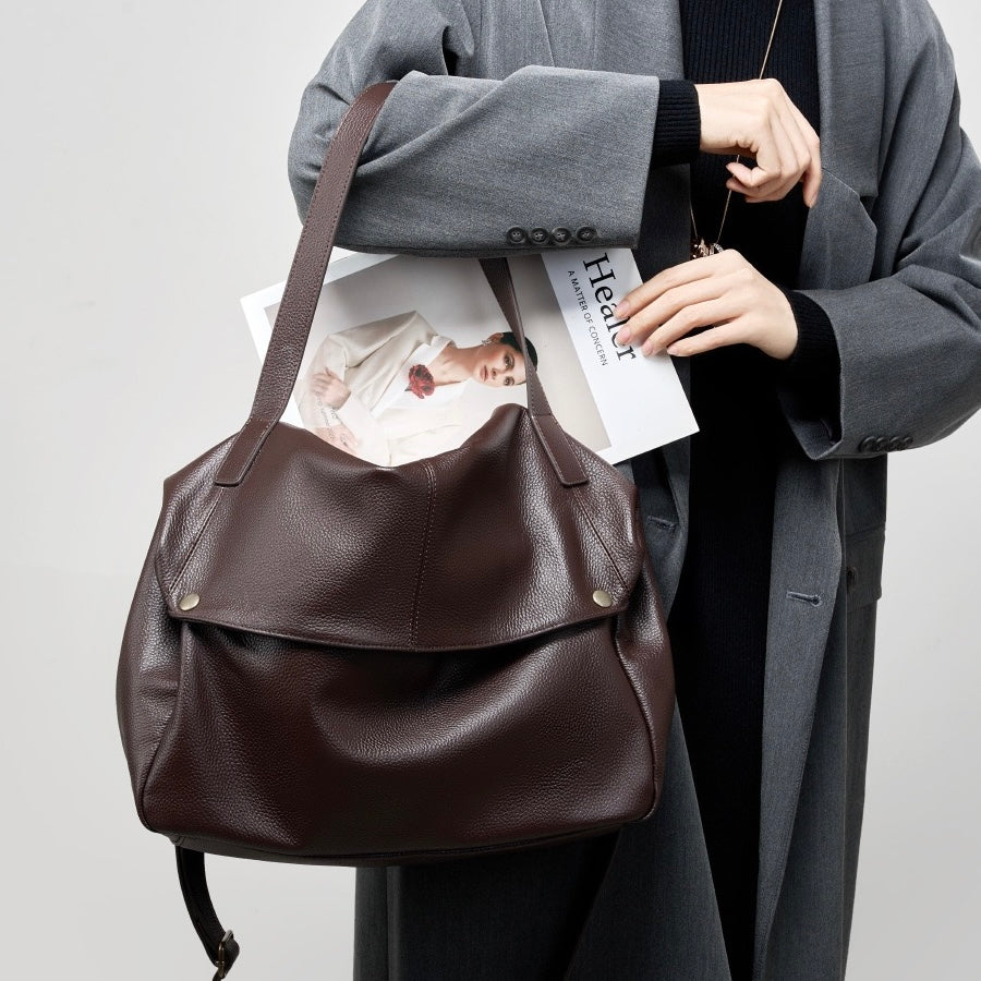 Sac cabas minimaliste en cuir véritable rétro