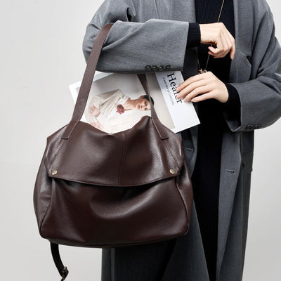 Sac cabas minimaliste en cuir véritable rétro