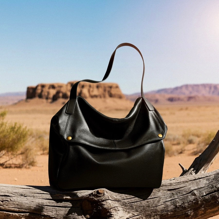 Sac cabas minimaliste en cuir véritable rétro