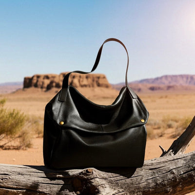 Sac cabas minimaliste en cuir véritable rétro