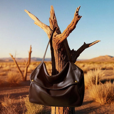 Sac cabas minimaliste en cuir véritable rétro