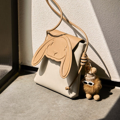 Petit sac à bandoulière en cuir véritable pour téléphone et lapin