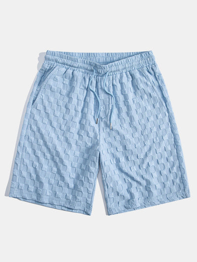 Ensemble Jacquard Échiquier : Chemise Col Montant & Short
