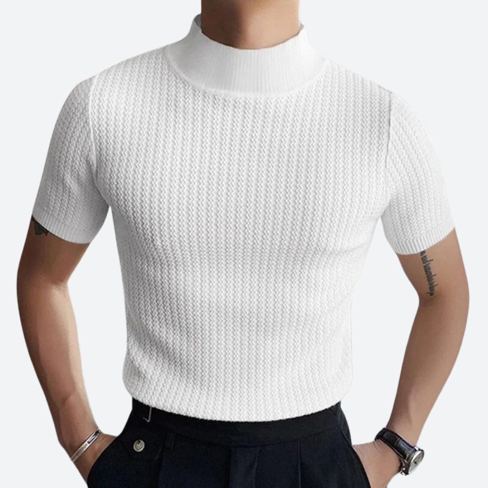 T-shirt côtelé élégant à coupe étroite pour hommes - Josh