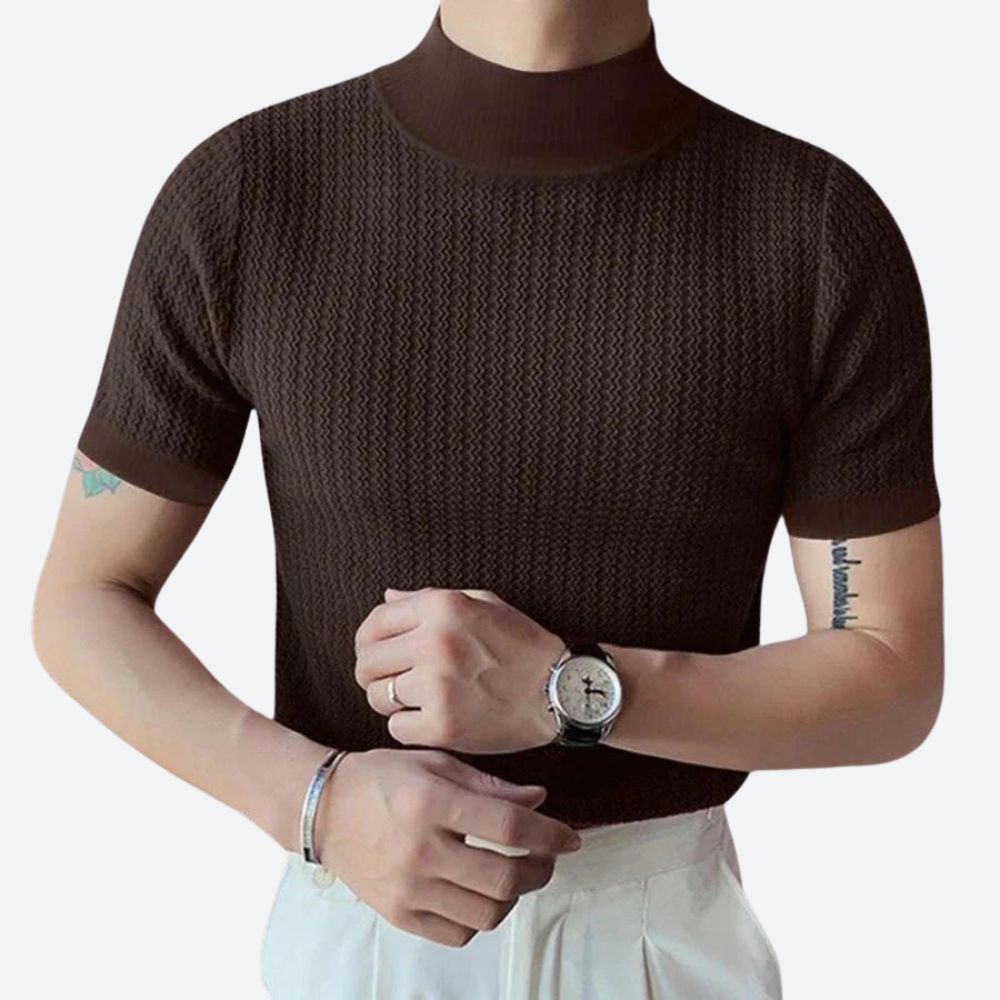 T-shirt côtelé élégant à coupe étroite pour hommes - Josh