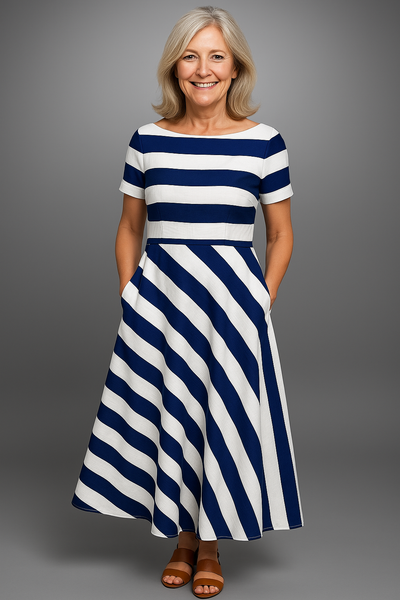 Natalia | Robe longue à rayures faite main
