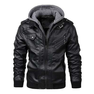 Milanya | Veste en cuir à capuche homme