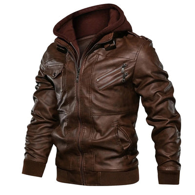 Milanya | Veste en cuir à capuche homme