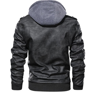 Milanya | Veste en cuir à capuche homme