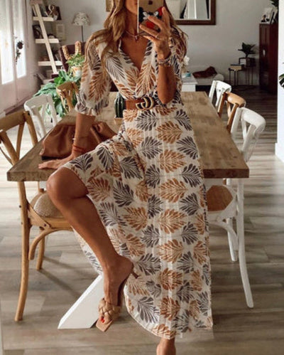 Calista | Robe longue de soirée pour femme, imprimé d'été, coupe élégante
