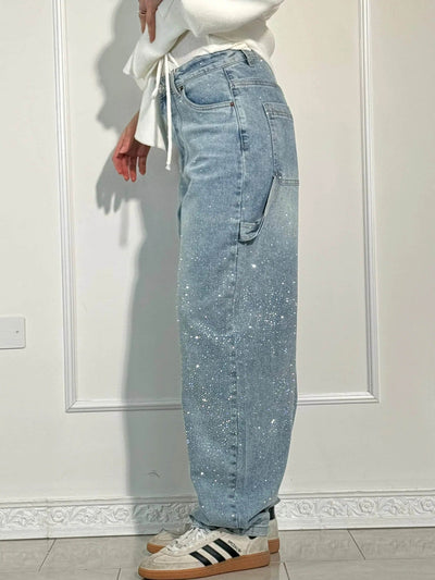 Jean large effet pailleté