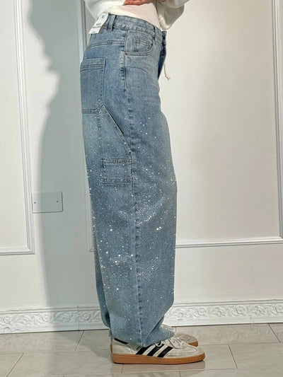 Jean large effet pailleté