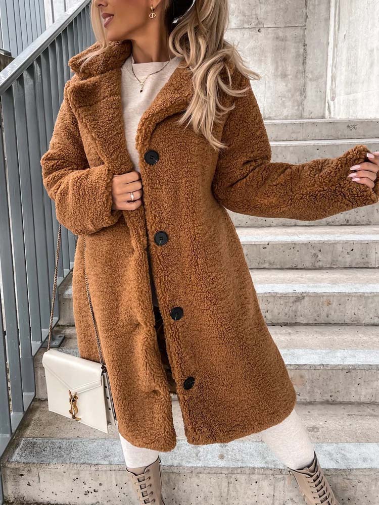 Manteau Long | Effet Mouton | Élégance Hivernale