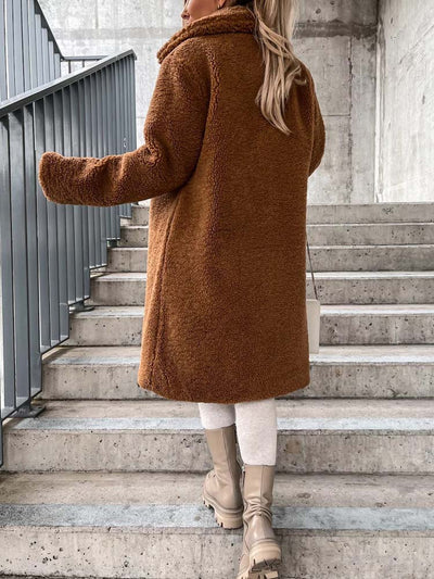 Manteau Long | Effet Mouton | Élégance Hivernale
