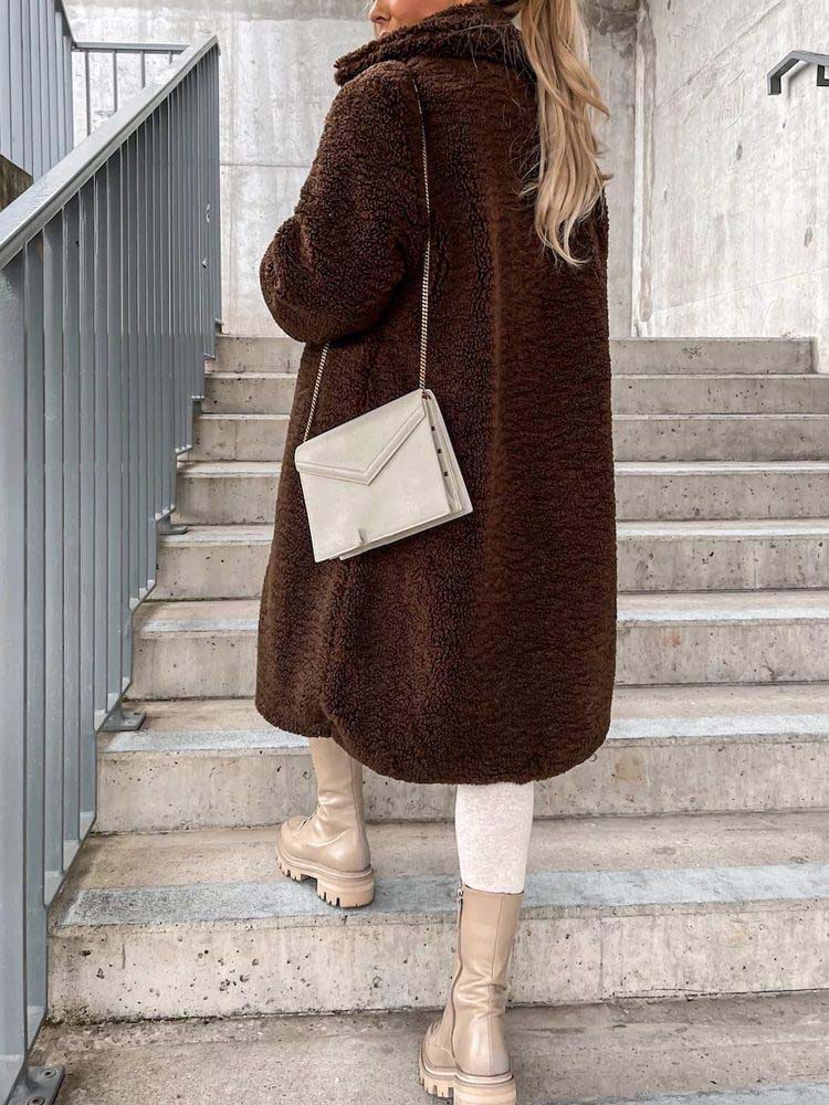 Manteau Long | Effet Mouton | Élégance Hivernale