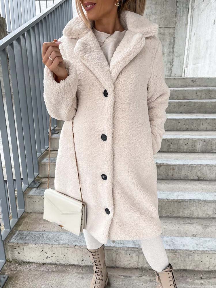 Manteau Long | Effet Mouton | Élégance Hivernale