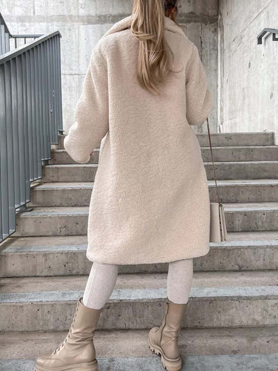 Manteau Long | Effet Mouton | Élégance Hivernale