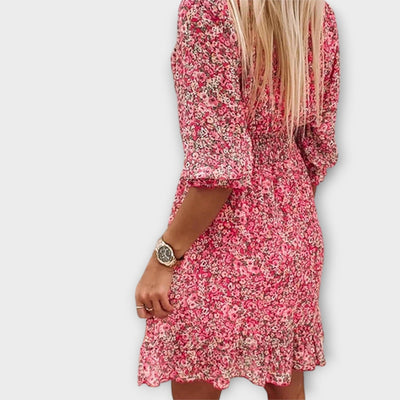Isabelle | Robe Midi Fleurie avec Flare Élégant