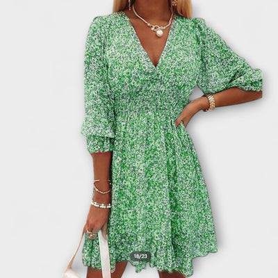 Isabelle | Robe Midi Fleurie avec Flare Élégant