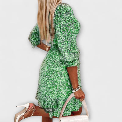 Isabelle | Robe Midi Fleurie avec Flare Élégant