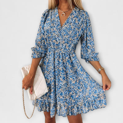 Isabelle | Robe Midi Fleurie avec Flare Élégant