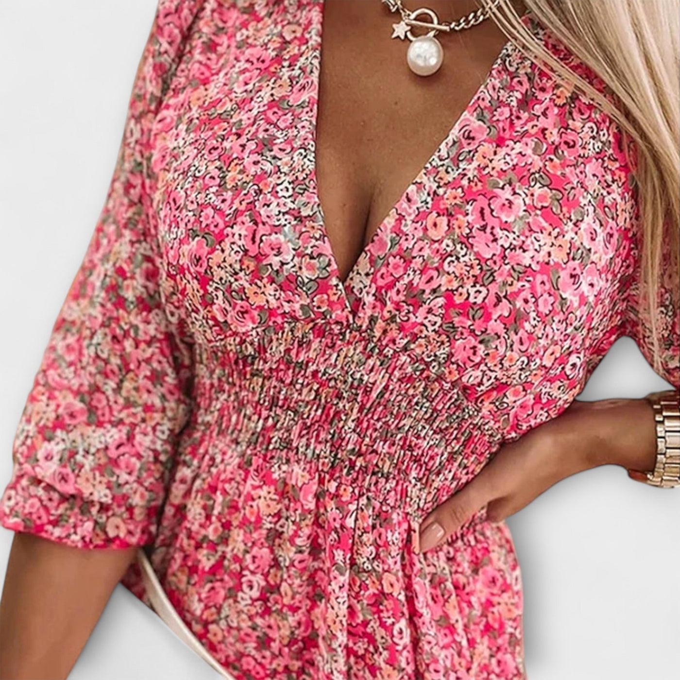 Isabelle | Robe Midi Fleurie avec Flare Élégant
