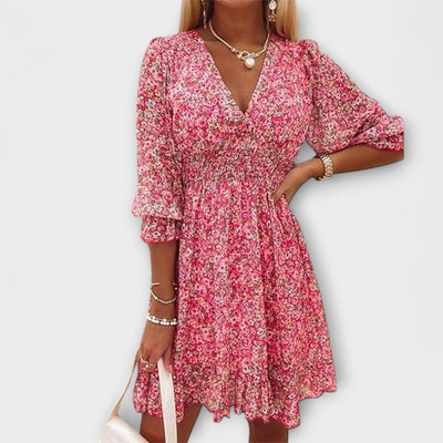 Isabelle | Robe Midi Fleurie avec Flare Élégant