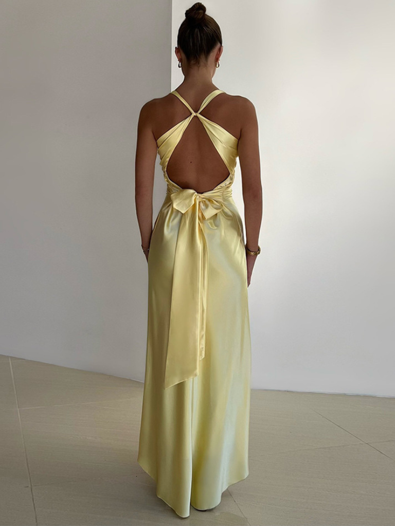 Amaya™ | Robe Satin Jaune
