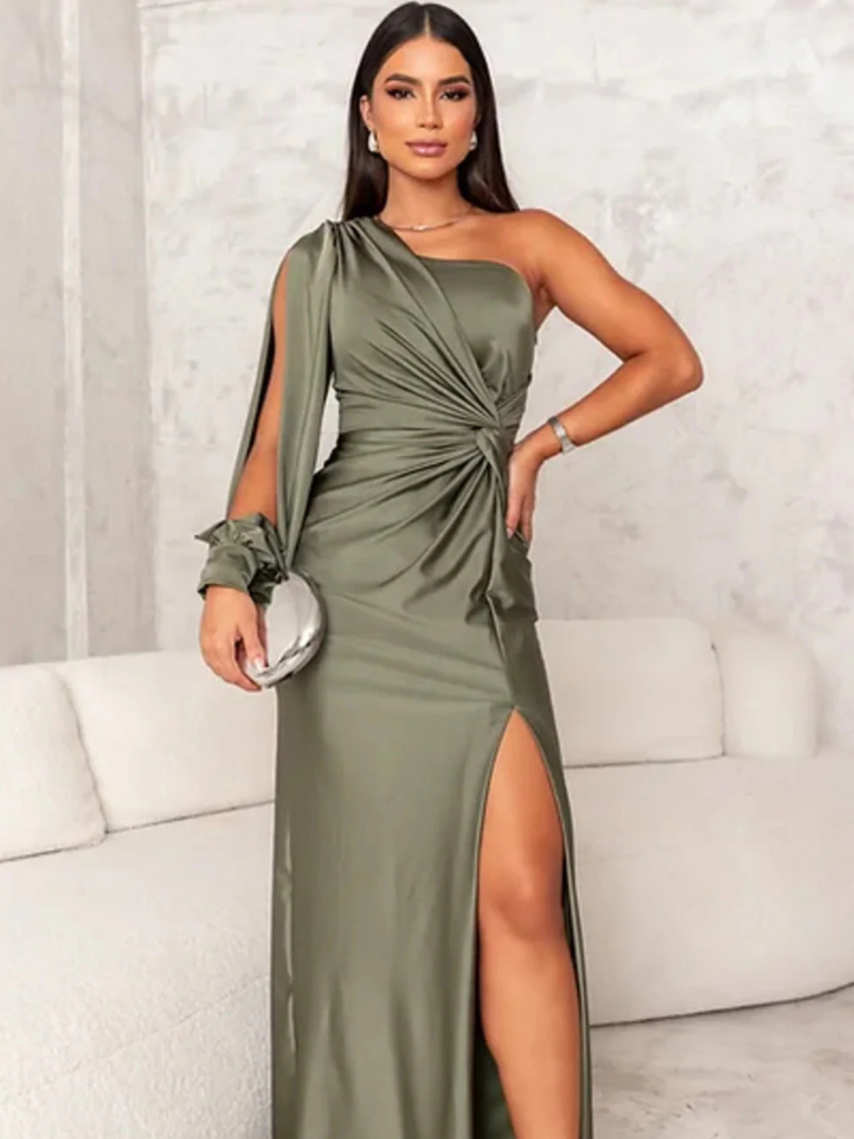 Leana™ | Robe Fendue Satinée