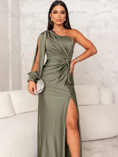 Leana™ | Robe Fendue Satinée