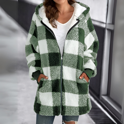 Manteau à Capuche | Doublé Chaud | Motif Carreaux