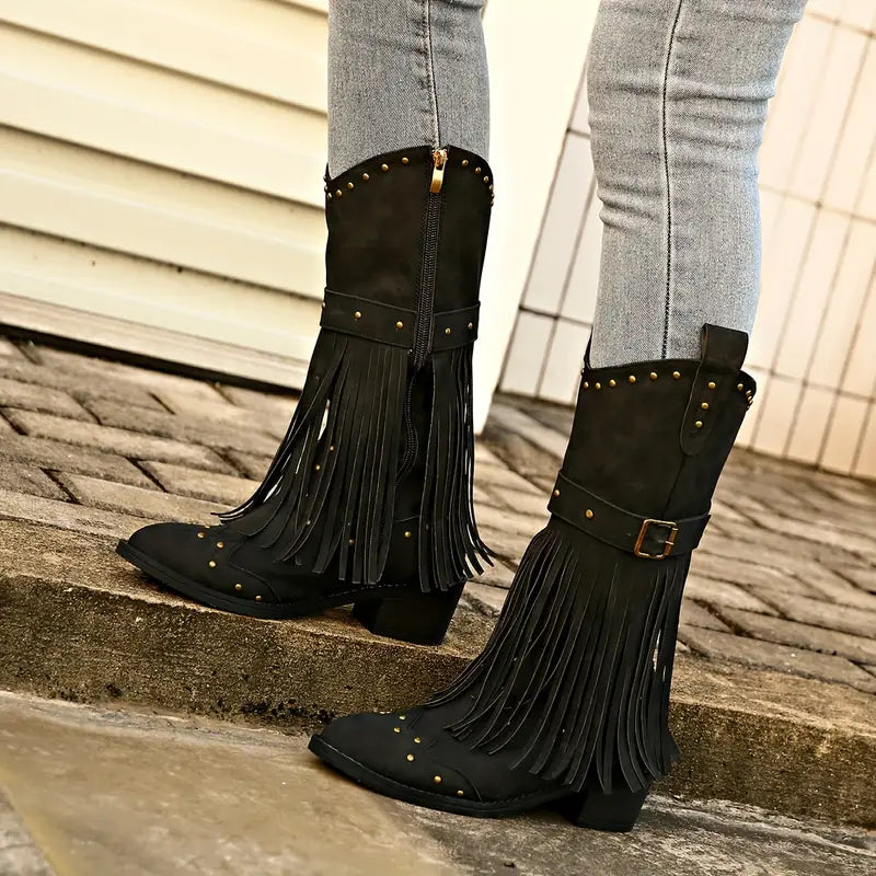 Keri | Bottes Cowboy Élégantes à Franges pour Femme