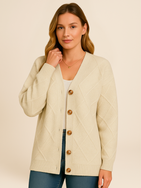 Cardigan Texturé | Boutons Bois | Chaleur Douce
