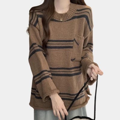 KATHLEEN - Pull Rayé Ample Chaud pour Femme