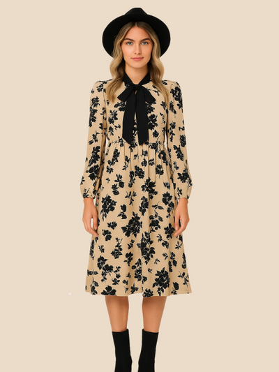 Kylie | Bow-Tie Floral Print Dress Elegant and Timeless