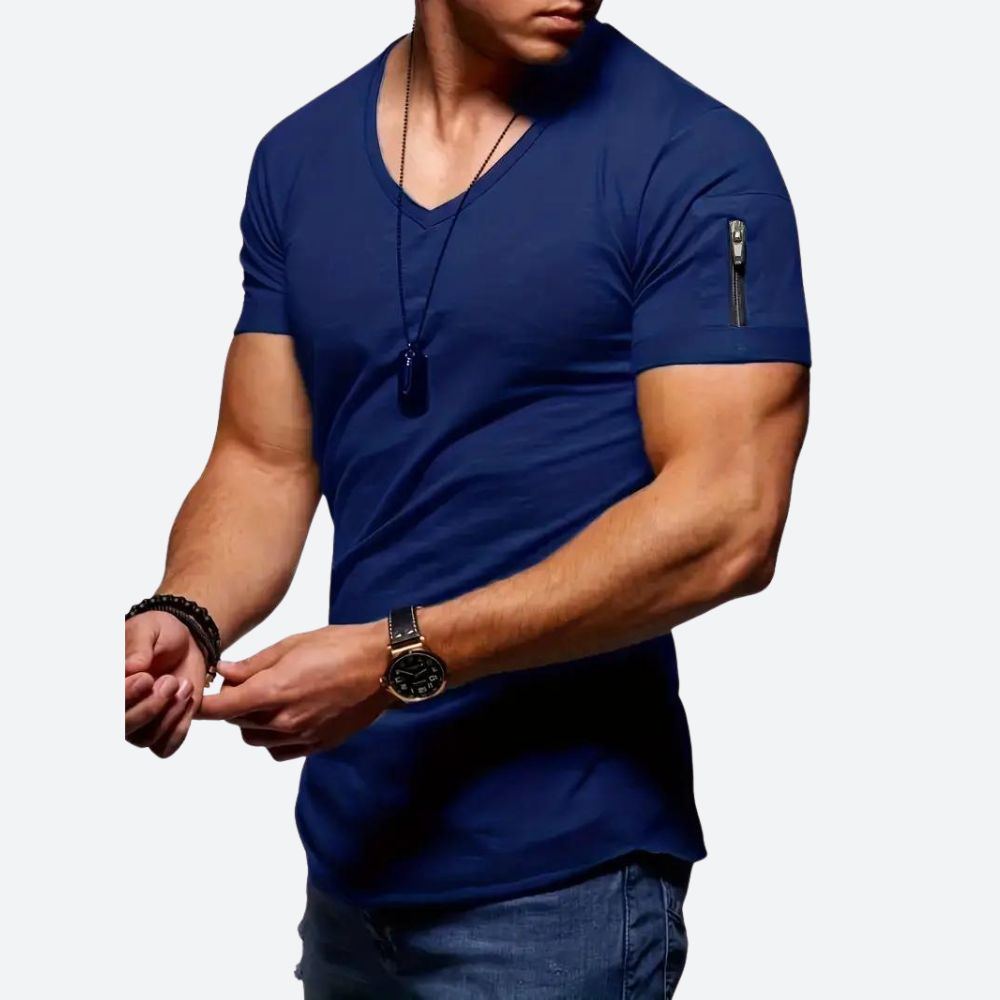 T-shirt décontracté à col en V pour hommes - Levie