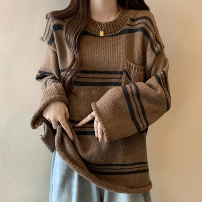 KATHLEEN - Pull Rayé Ample Chaud pour Femme