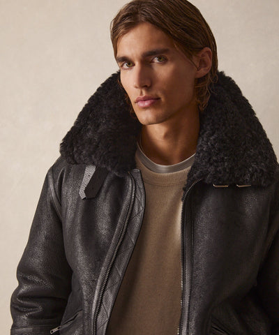 Bill | Veste aviator en cuir noir pour homme