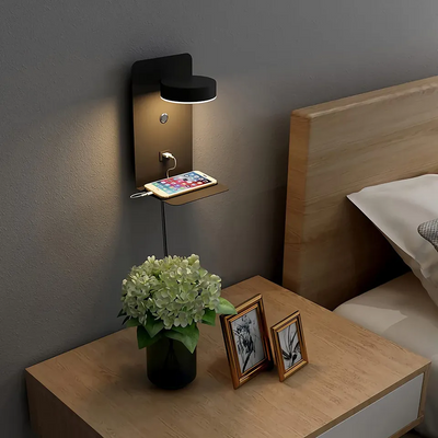 EasyHome | Lampe de chambre à coucher LED dimmable et chargeur de téléphone en un seul appareil