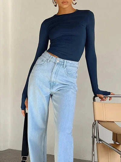 Leny | T-shirt ajusté manches longues chic pour Femmes