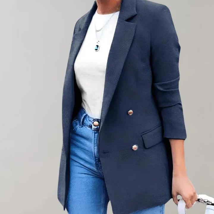 Blazer femme – Coupe cintrée – Double boutonnage – Manches 3/4 – Tissu respirant