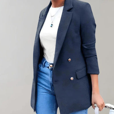 Blazer femme – Coupe cintrée – Double boutonnage – Manches 3/4 – Tissu respirant
