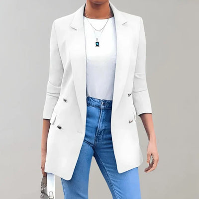 Blazer femme – Coupe cintrée – Double boutonnage – Manches 3/4 – Tissu respirant