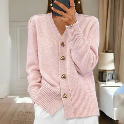Cardigan élégant à boutons en forme de cœur