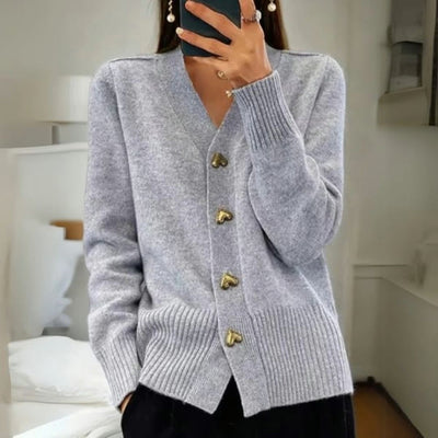 Cardigan élégant à boutons en forme de cœur