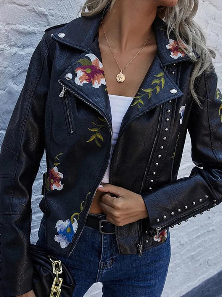 Ella™ | Veste en Cuir Florale