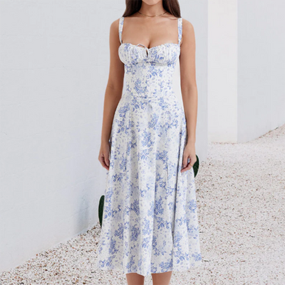 MAIKE - Élégante robe midi d'été