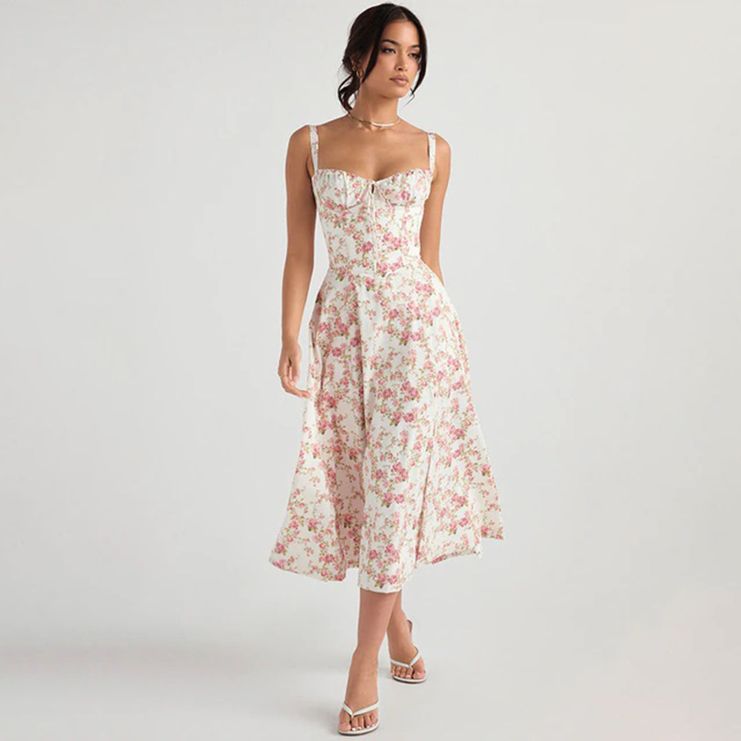 MAIKE - Élégante robe midi d'été