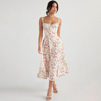 MAIKE - Élégante robe midi d'été