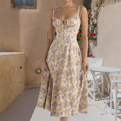 MAIKE - Élégante robe midi d'été